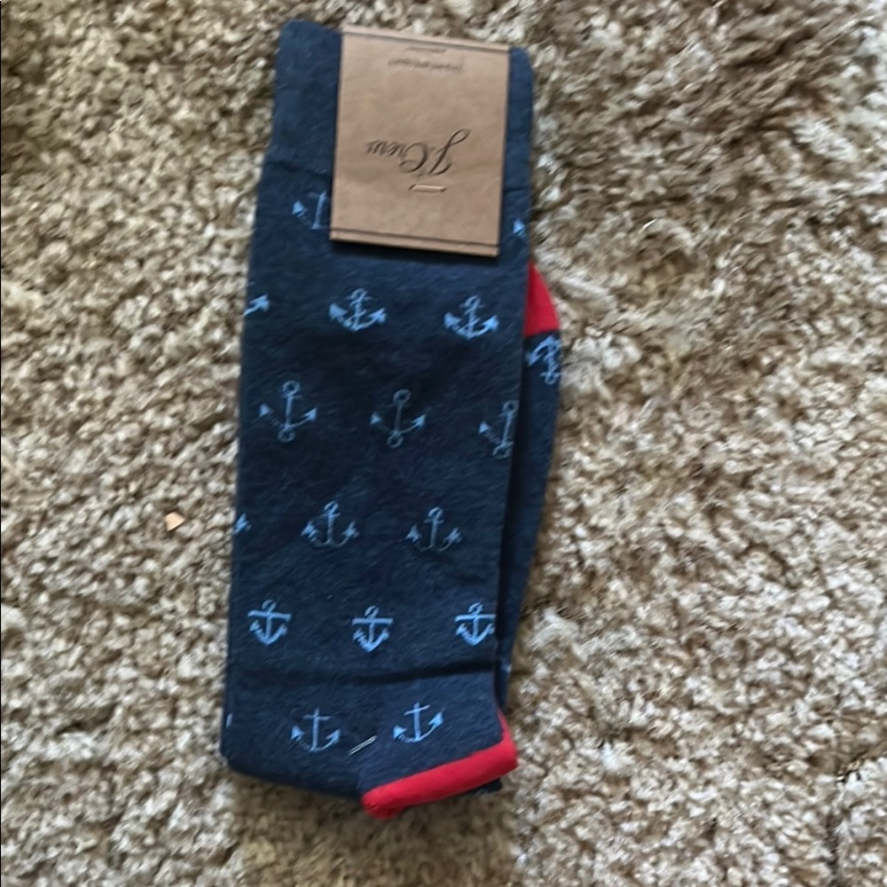 J. Crew Men's Nautical Anchor Socks - Navy and Red